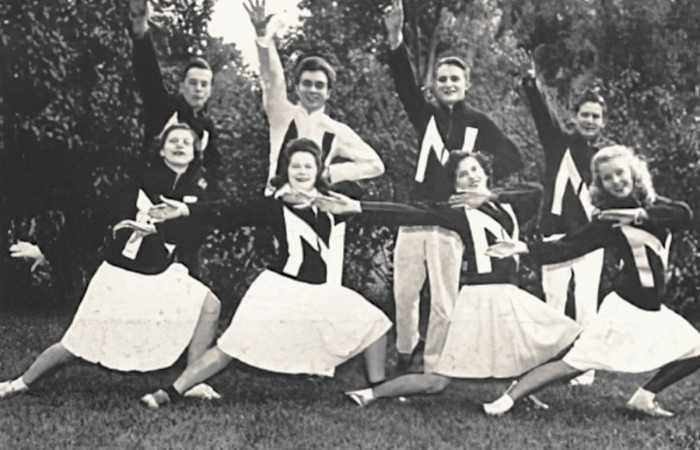 1944 coed cheerleaders Nebraska from 1945 yearbook